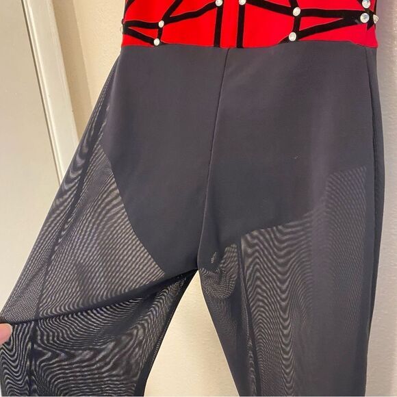 WEISSMAN Elite Dance Costume unitard black red Not My Responsibility 14114 MC - Picture 4 of 11
